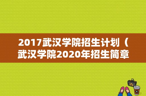 2017武汉学院招生计划（武汉学院2020年招生简章）