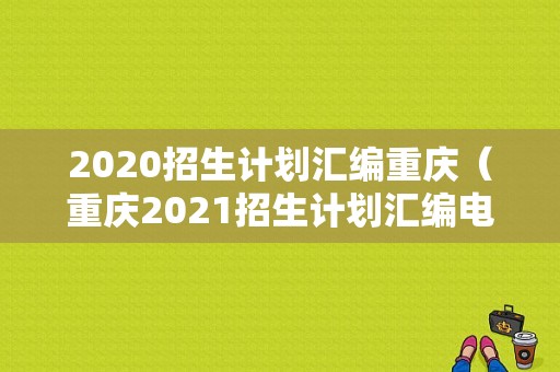 2020招生计划汇编重庆（重庆2021招生计划汇编电子版）